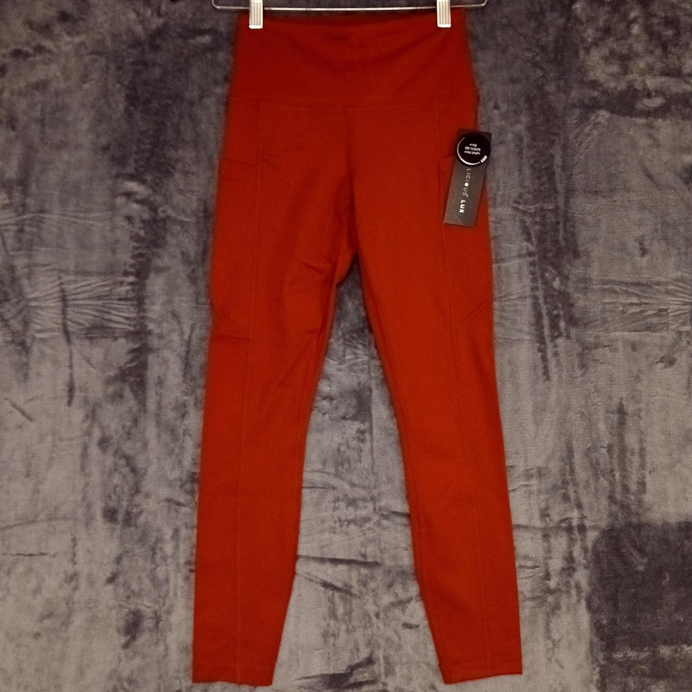 Yogalicious Lux Leggings Womens XS NWT Burnt Amber High‎ Rise Side Pockets